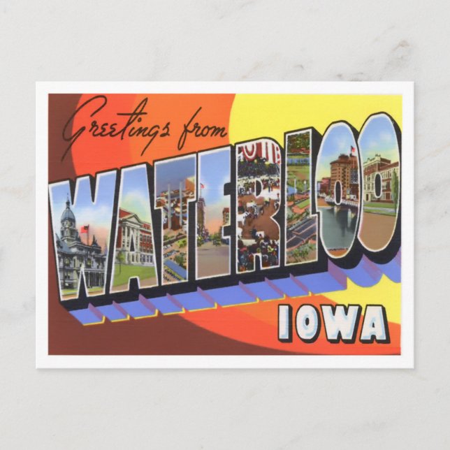 Waterloo, Iowa Vintage Big Letters Postcard (Front)