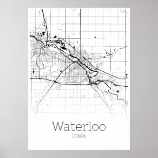Waterloo Map - Iowa - City Map Poster