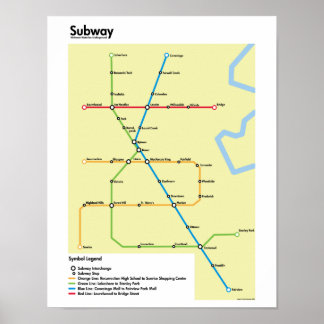 Waterloo Region Subway Map (Fictional) Poster