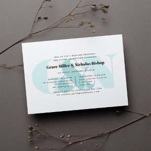 Watermark Modern Monogram Rehearsal Dinner Invitation