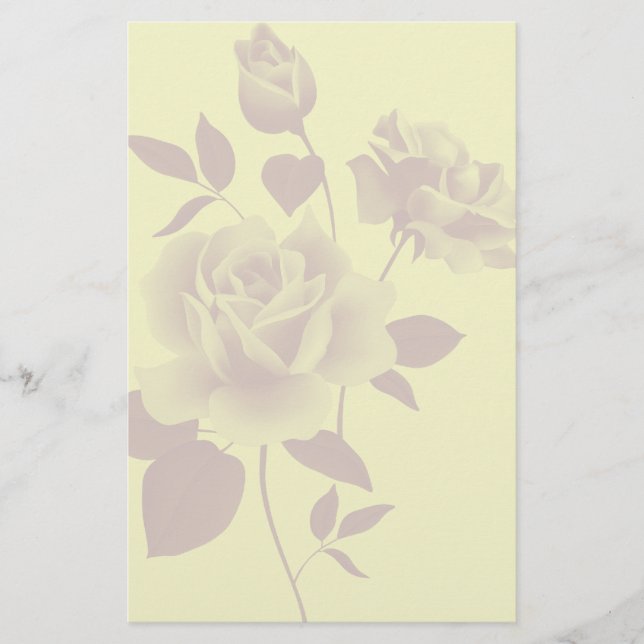 Watermark Roses Paper Stationery (Front)