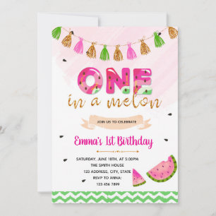 Watermelon 1st birthday invitation