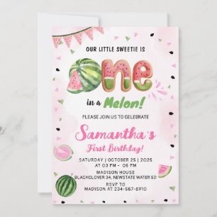 Watermelon 1st Birthday Party Invitation