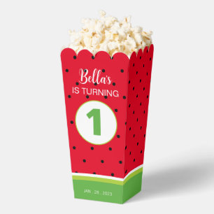 Watermelon 1st Birthday Party Popcorn Box for girl