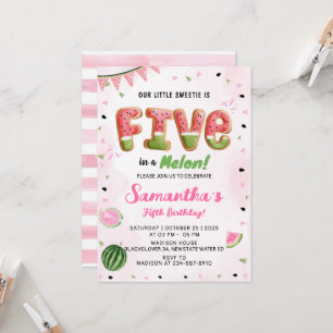 Watermelon 5th Birthday Party Invitation