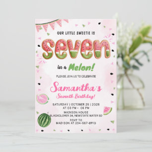 Watermelon 7th Birthday Party Invitation
