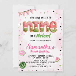 Watermelon 9th Birthday Party Invitation