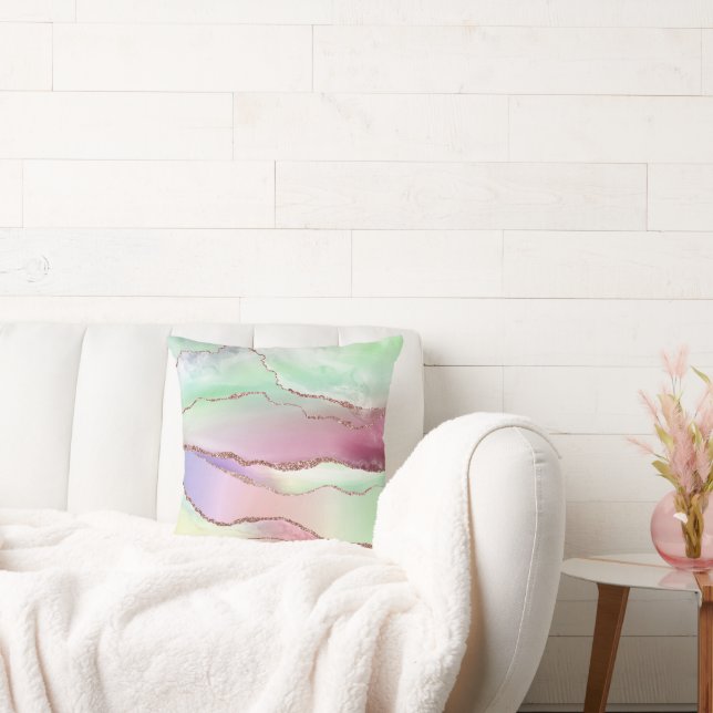 Watermelon Agate | Neo Mint Green and Cassis Pink Cushion (Couch)