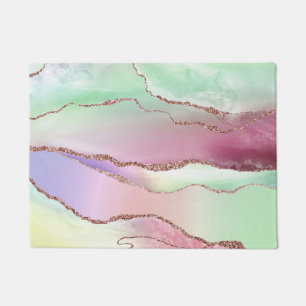 Watermelon Agate Neo Mint Green and Cassis Pink Doormat