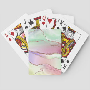 Watermelon Agate Neo Mint Green and Cassis Pink Playing Cards