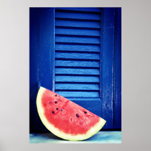 Watermelon and Blue window Poster
