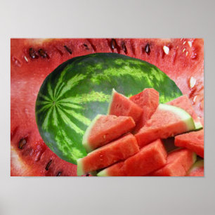 Watermelon and Cut Slices Small Poster