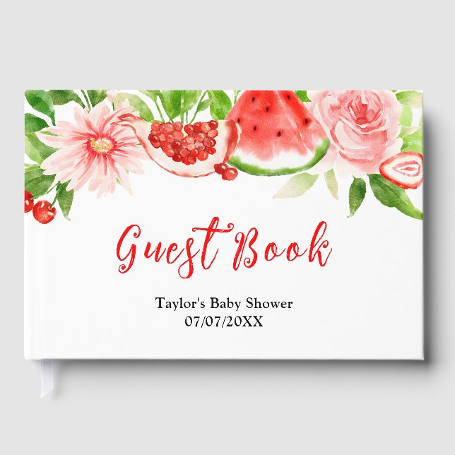 Watermelon and Pomegranate Baby Shower Guest Book (Front)