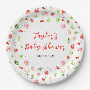Watermelon and Pomegranate Baby Shower Paper Plate