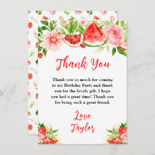 Watermelon and Pomegranate Birthday Party Thank You Card