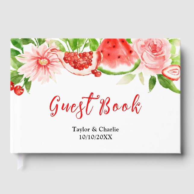 Watermelon and Pomegranate Wedding Guest Book (Front)