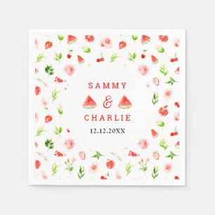 Watermelon and Pomegranate Wedding Napkin