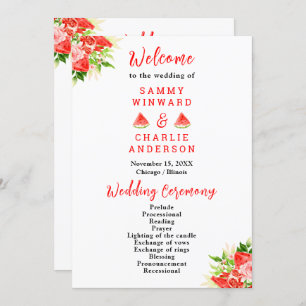 Watermelon and Pomegranate Wedding Programme