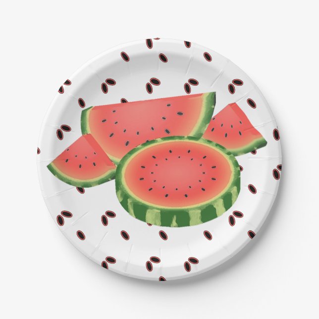 Watermelon and Seeds Party Paper Plate (Front)
