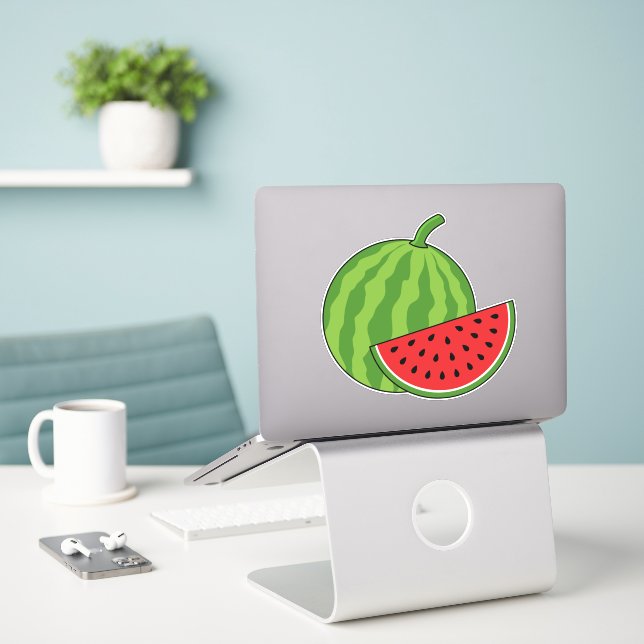 Watermelon and Slice (Laptop On Desk)