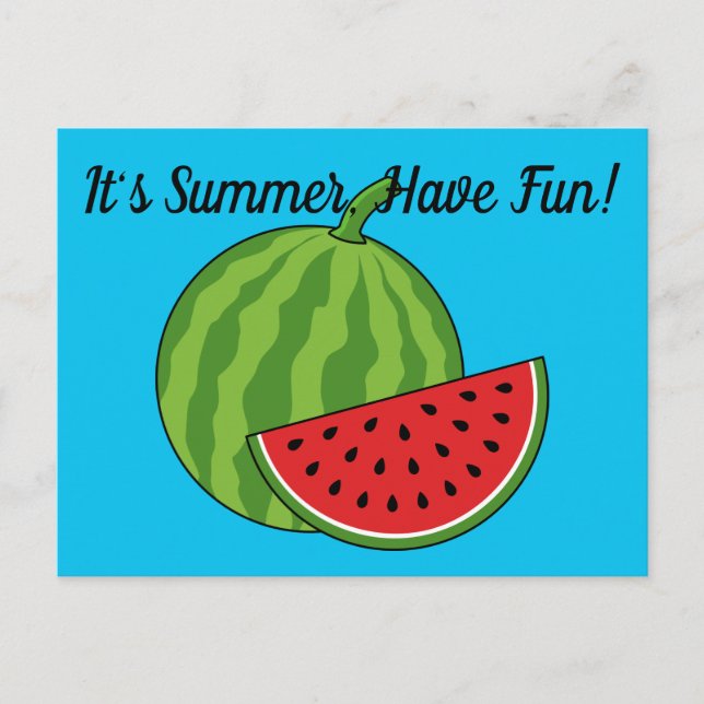 Watermelon and Slice | Add Your Text Postcard (Front)