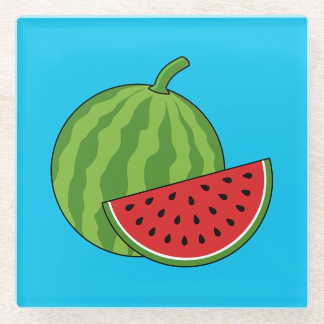 Watermelon and Slice Glass Coaster (Front)