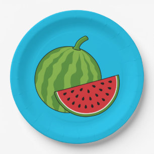 Watermelon and Slice Paper Plate
