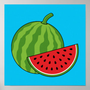 Watermelon and Slice Poster