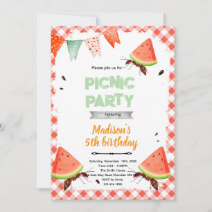 Watermelon ant picnic party invitation