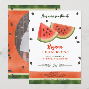 Watermelon Any Way You Slice it 1st Birthday Party Invitation
