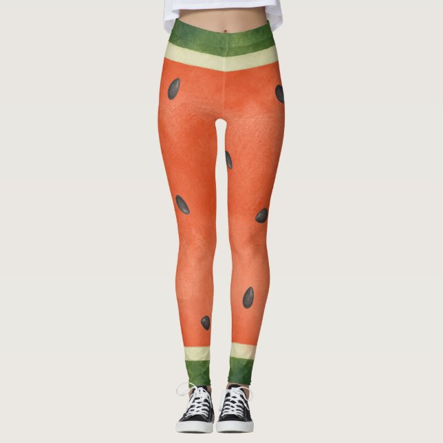 Watermelon Any Way You Slice it Summer Fruit Leggings (Front)