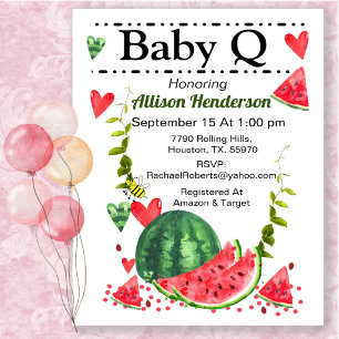 Watermelon Baby Q Baby Shower  Invitation