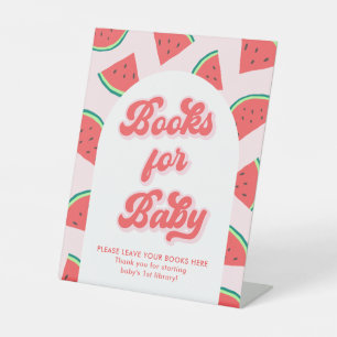 Watermelon Baby Shower Books for Baby Pedestal Sign