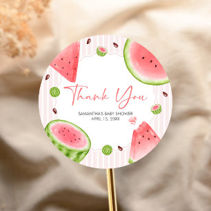 Watermelon Baby Shower Classic Round Sticker