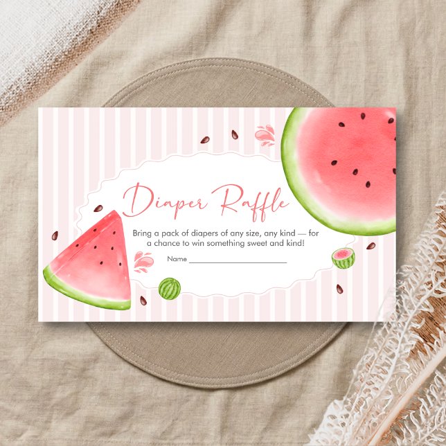 Watermelon Baby Shower Diaper Raffle Enclosure Card (Sweet Little Girl Watermelon Baby Shower Diaper Raffle)