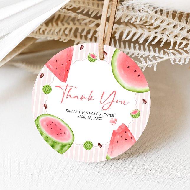 Watermelon Baby Shower Favour Tags (Sweet Little Girl Watermelon Baby Shower Favor Tags)