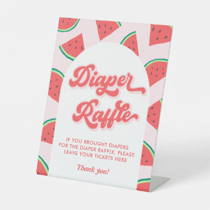 Watermelon Baby Shower Game Diaper Raffle Pedestal Sign