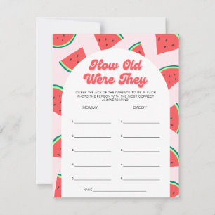 Watermelon Baby Shower Guess the Age Game Card