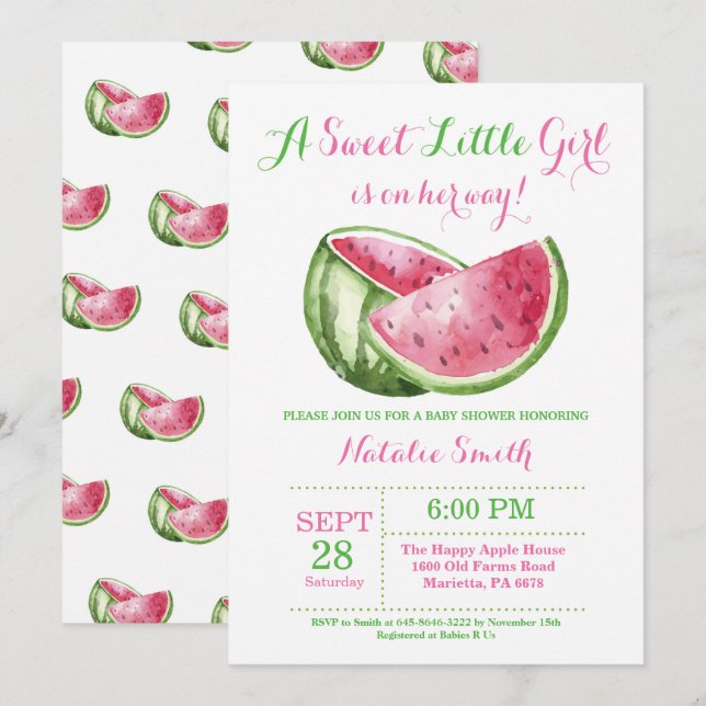 Watermelon Baby Shower Invitation (Front/Back)