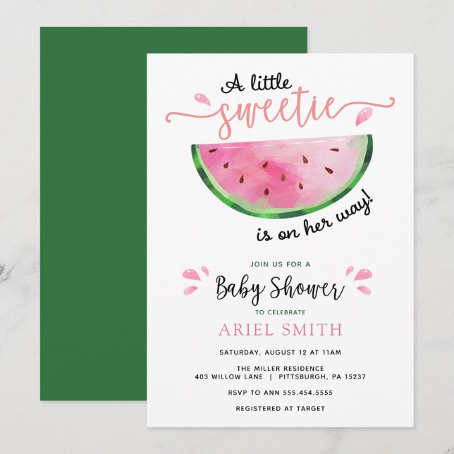 Watermelon Baby Shower  Invitation (Front/Back)