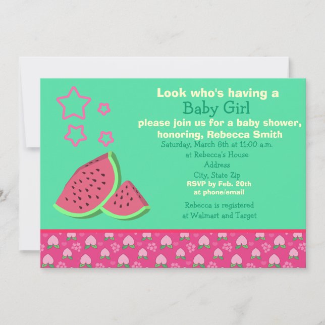 Watermelon Baby Shower Invites (Front)