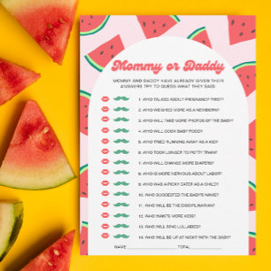 Watermelon Baby Shower Mommy or Daddy Game Card