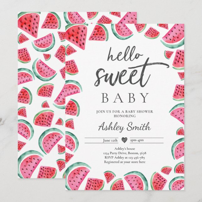 Watermelon Baby Shower Summer Fruit Baby Shower Invitation (Front/Back)
