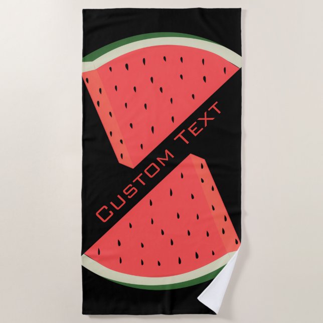 Watermelon Beach Towel with Custom Text and Colour (Front)