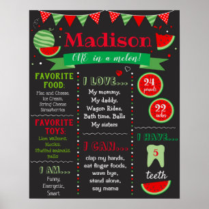 Watermelon Birthday Birthday Sign Poster