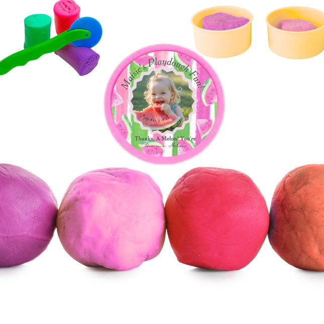  Watermelon Birthday Favour Playdough Lid Classic Round Sticker (Watermelon Birthday Favor Playdough Lid Classic Round Sticker)
