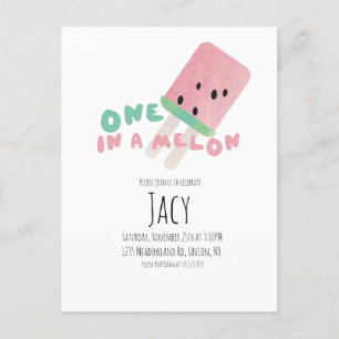 Watermelon Birthday Girl / One in a Melon Party  Postcard