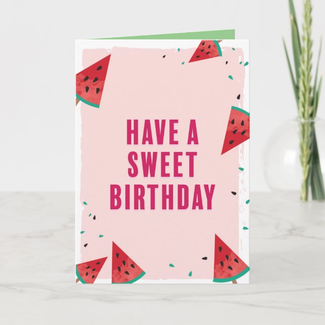 Watermelon Birthday Greeting Card (Front)