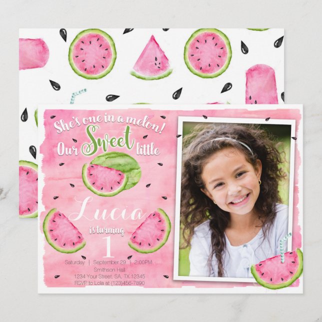 Watermelon Birthday Invitation (Front/Back)