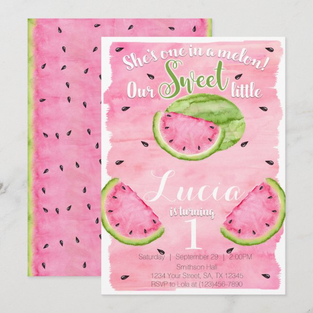 Watermelon Birthday Invitation (Front/Back)